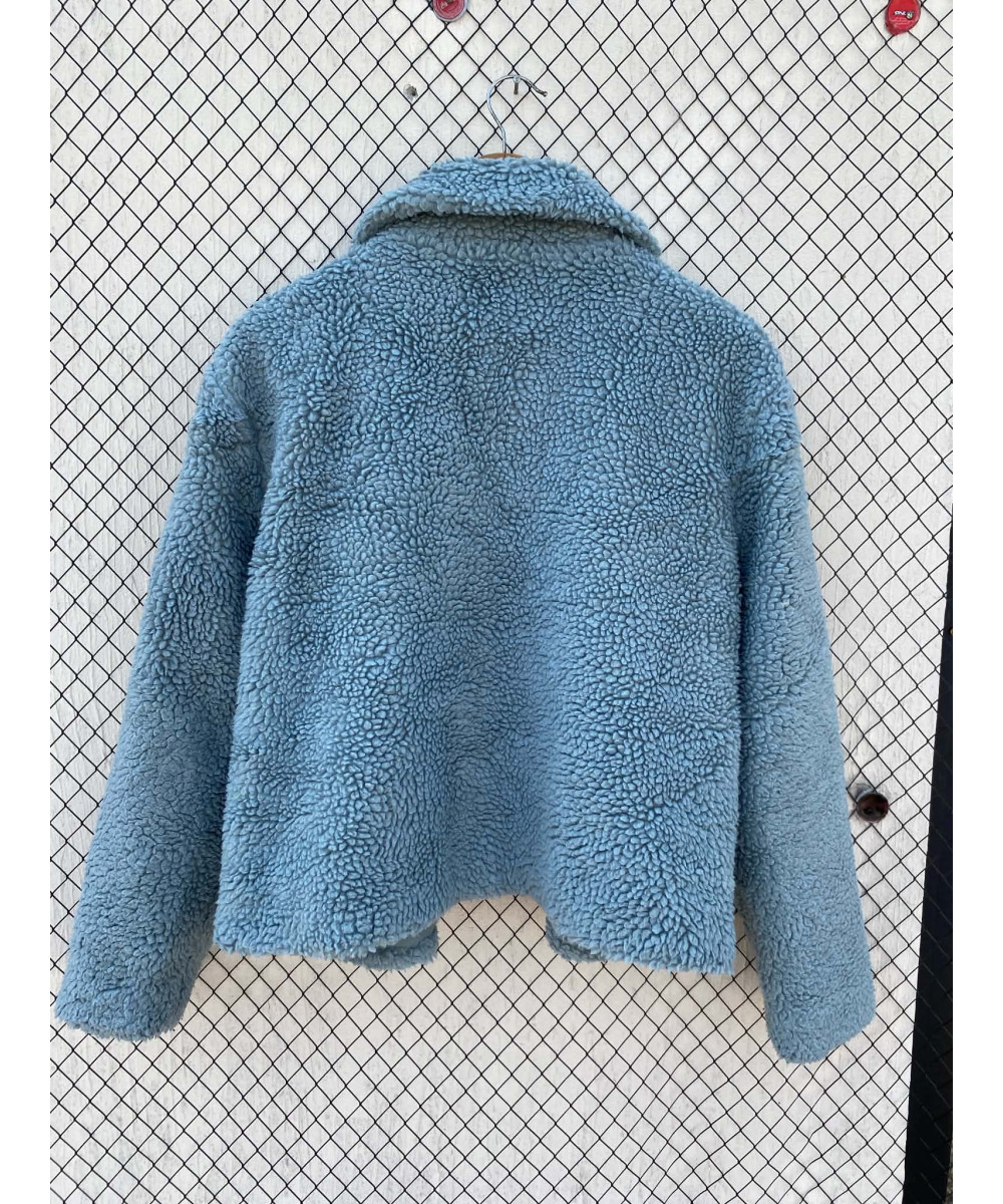 Blue, teddy, zipper jacket