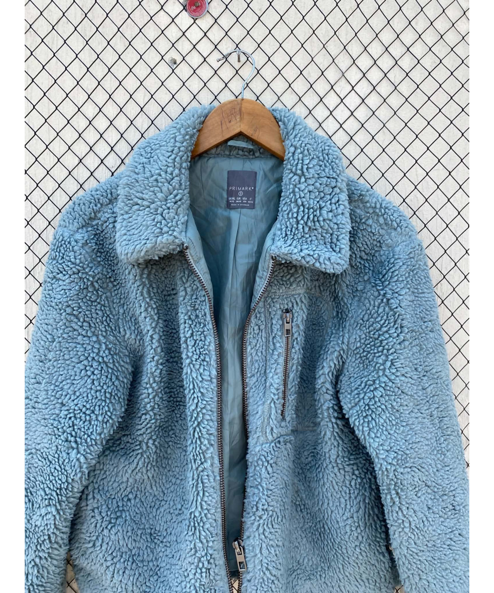 Blue, teddy, zipper jacket