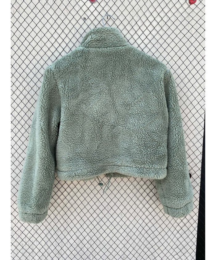 Green, teddy, crop, zipper...