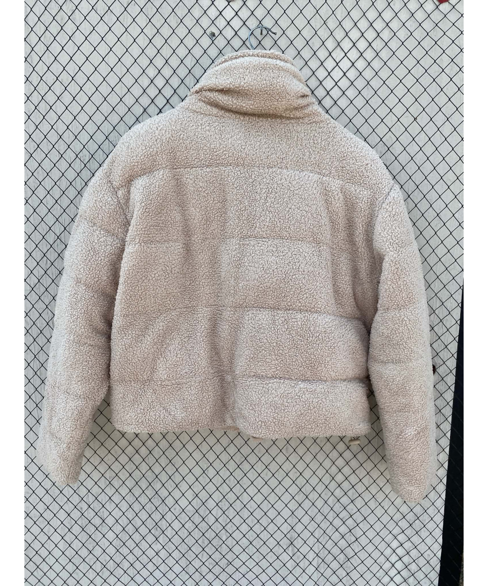 Beige, teddy, puffer jacket