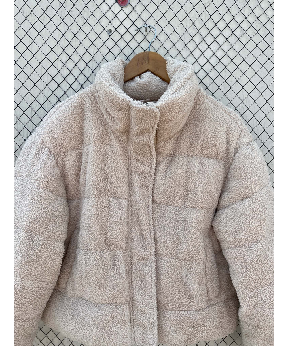 Beige, teddy, puffer jacket