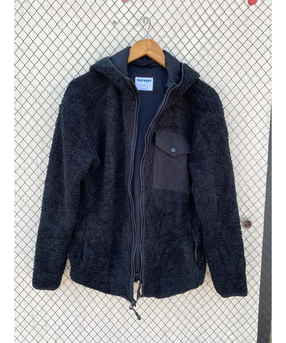 Black, teddy zipper jacket