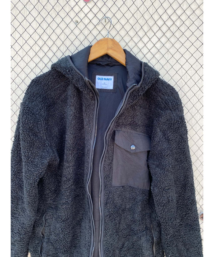 Black, teddy zipper jacket