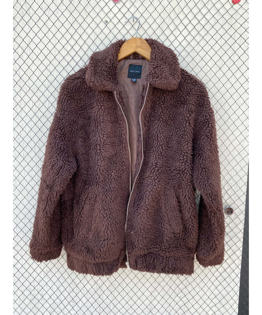 Dark brown, teddy, zipper jacket