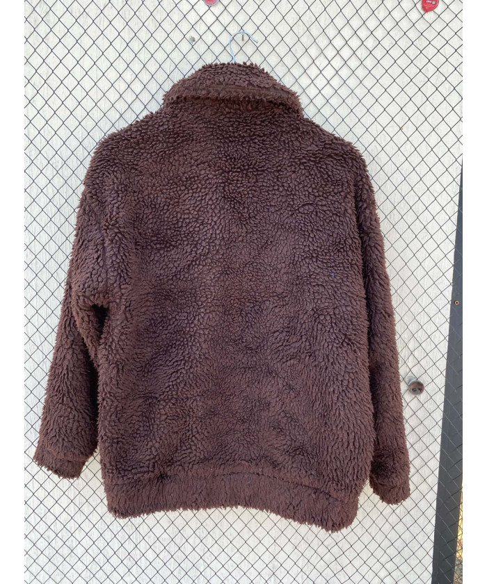 Dark brown, teddy, zipper jacket