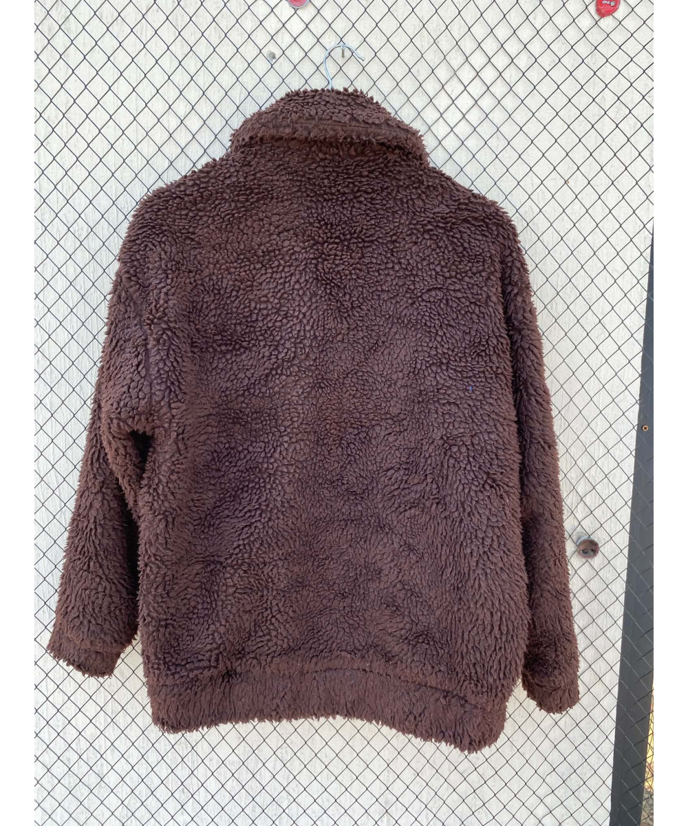 Dark brown, teddy, zipper jacket