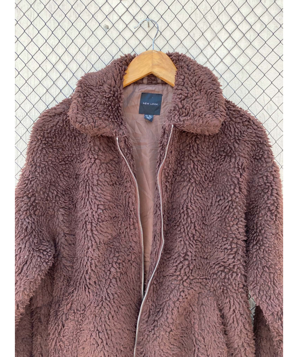Dark brown, teddy, zipper jacket