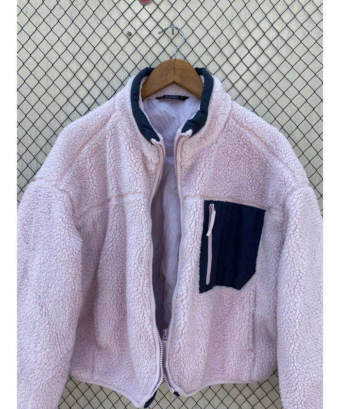 Lilac colored, teddy, zipper jacket