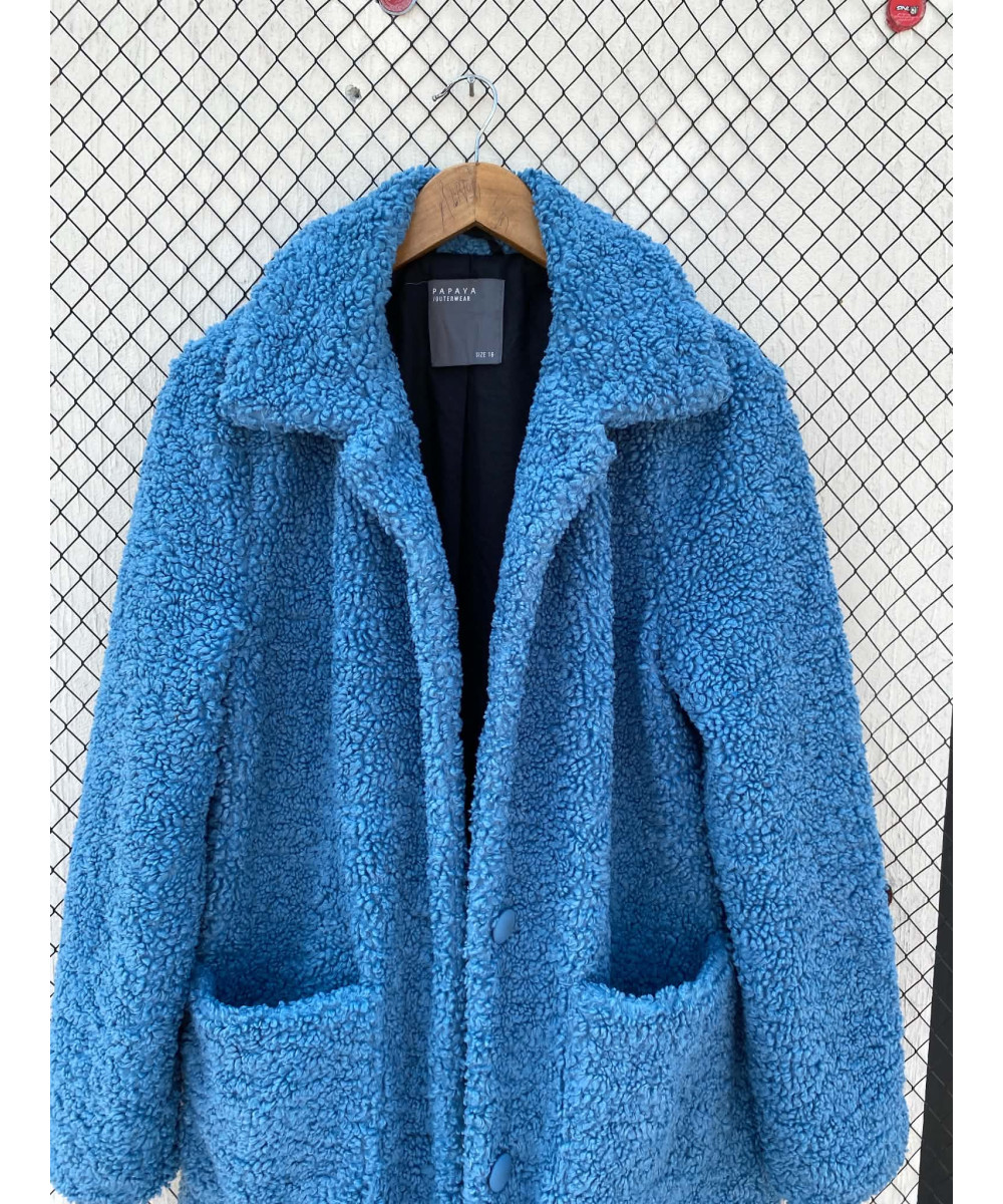 Cobalt blue, long, teddy coat
