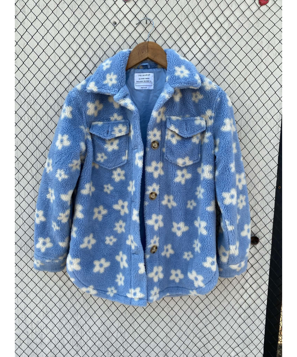 Blue, floral, teddy jacket
