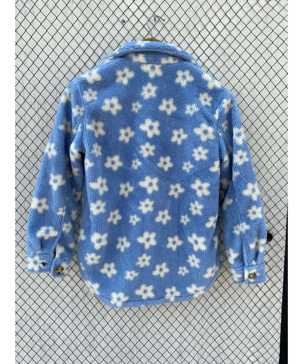 Blue, floral, teddy jacket