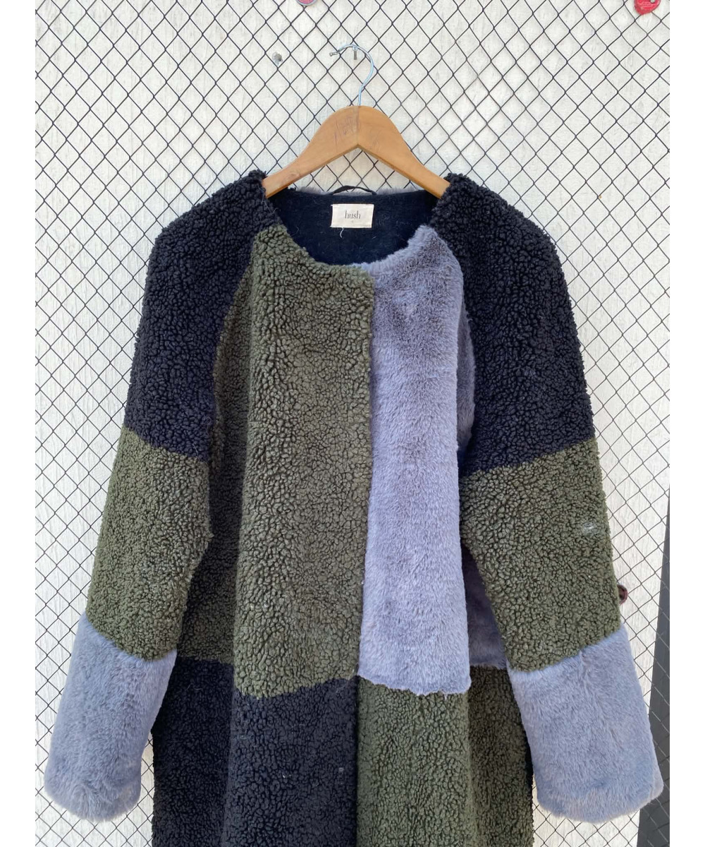 Tri-colored fur coat