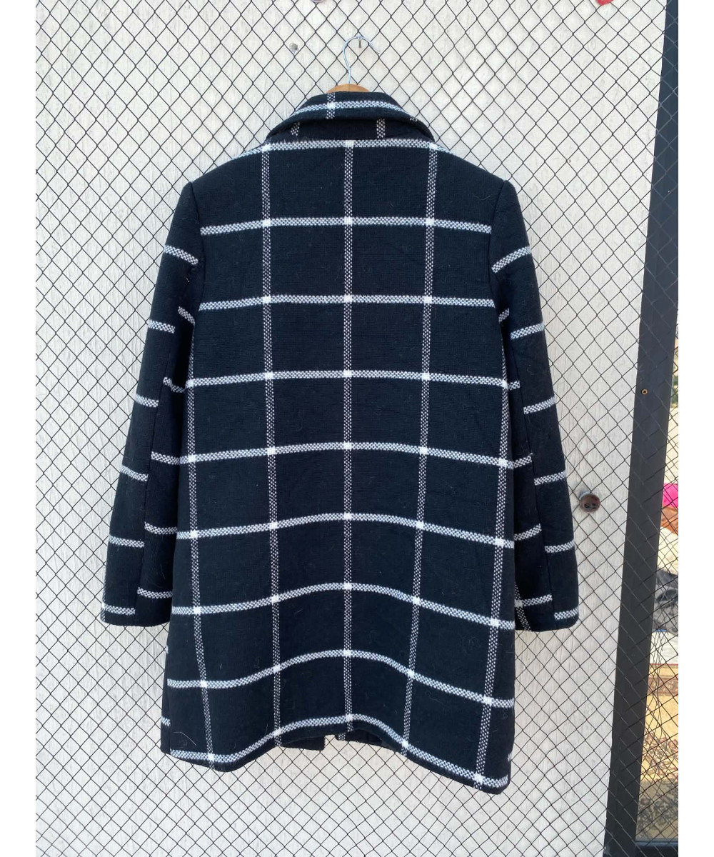 Black, checkered wool coat