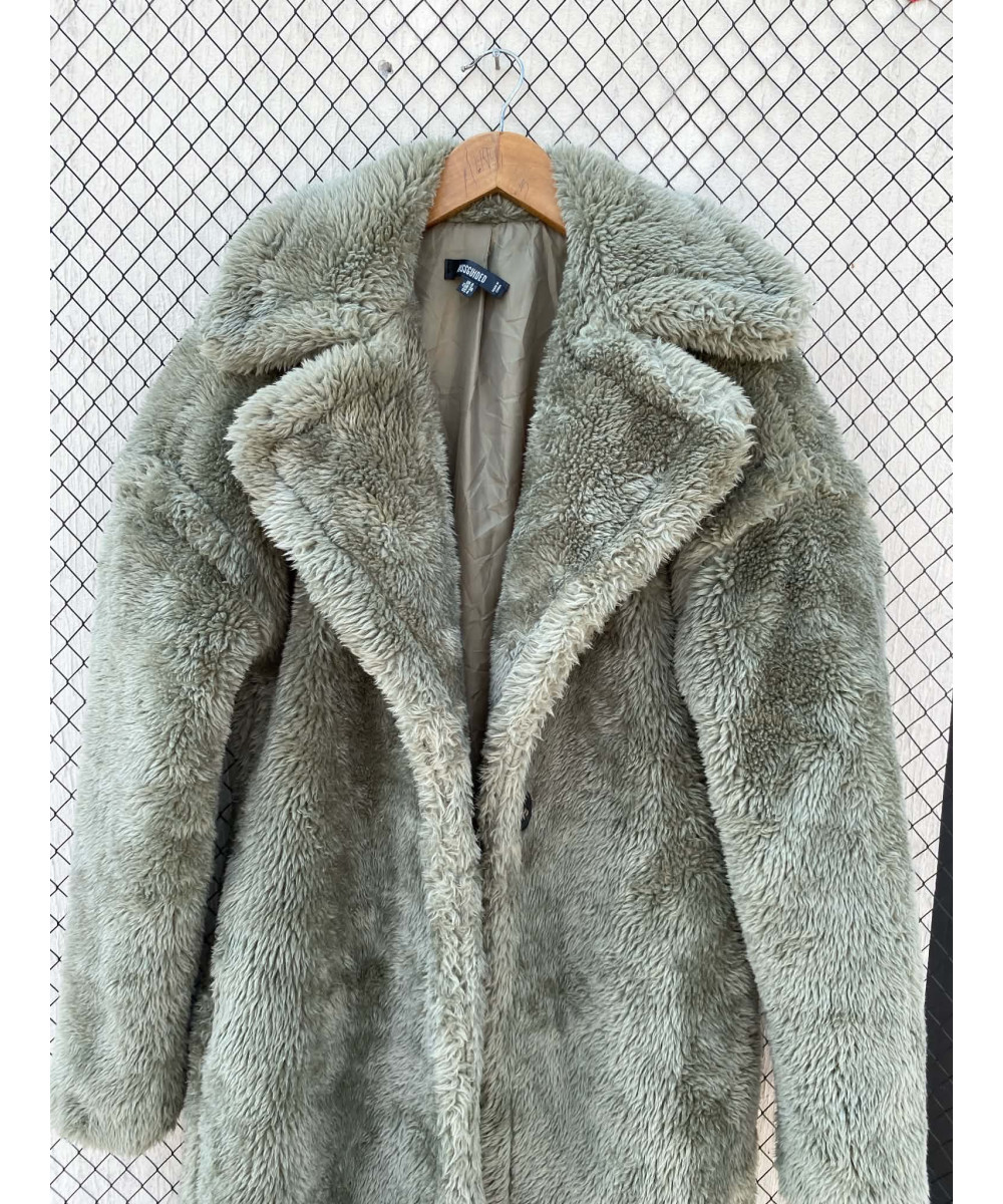 Green, long fur coat