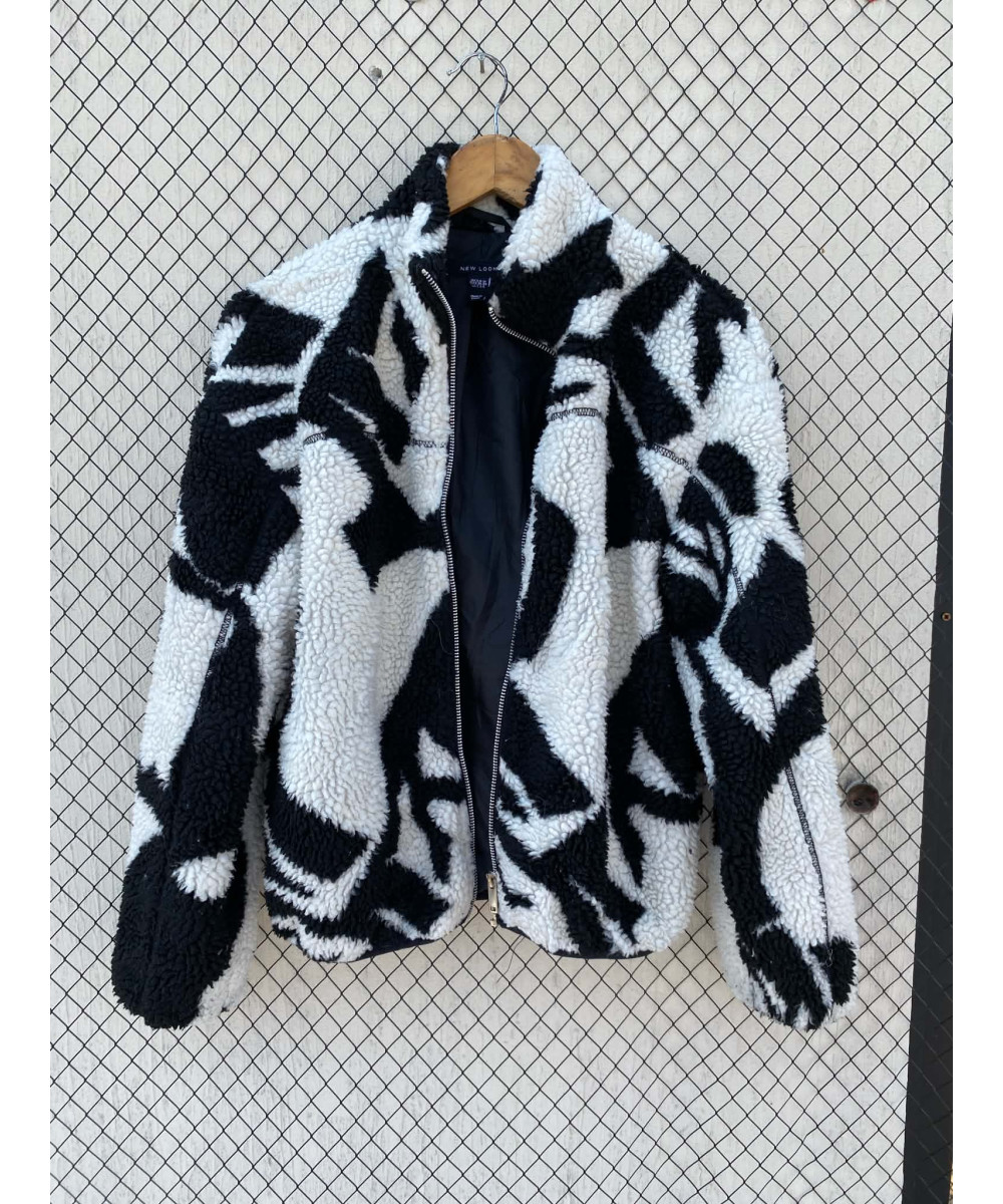 Black & white, patterned, teddy jacket
