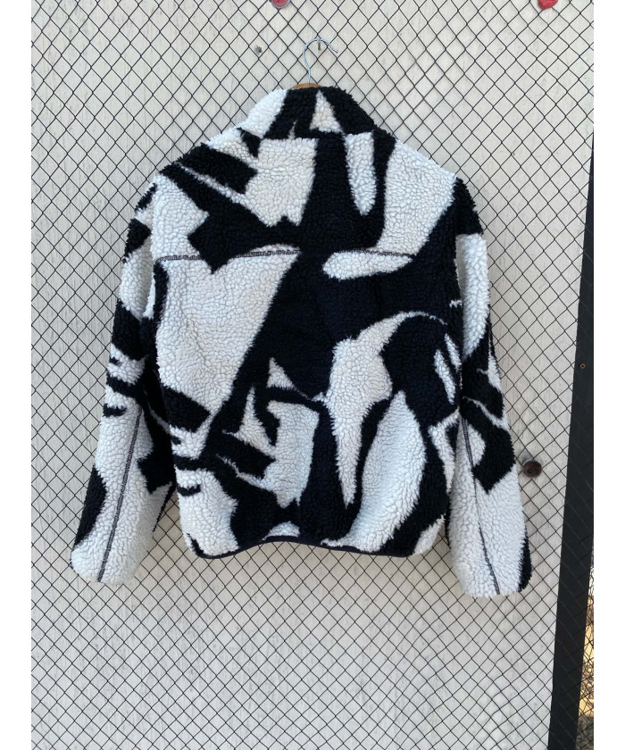 Black & white, patterned, teddy jacket
