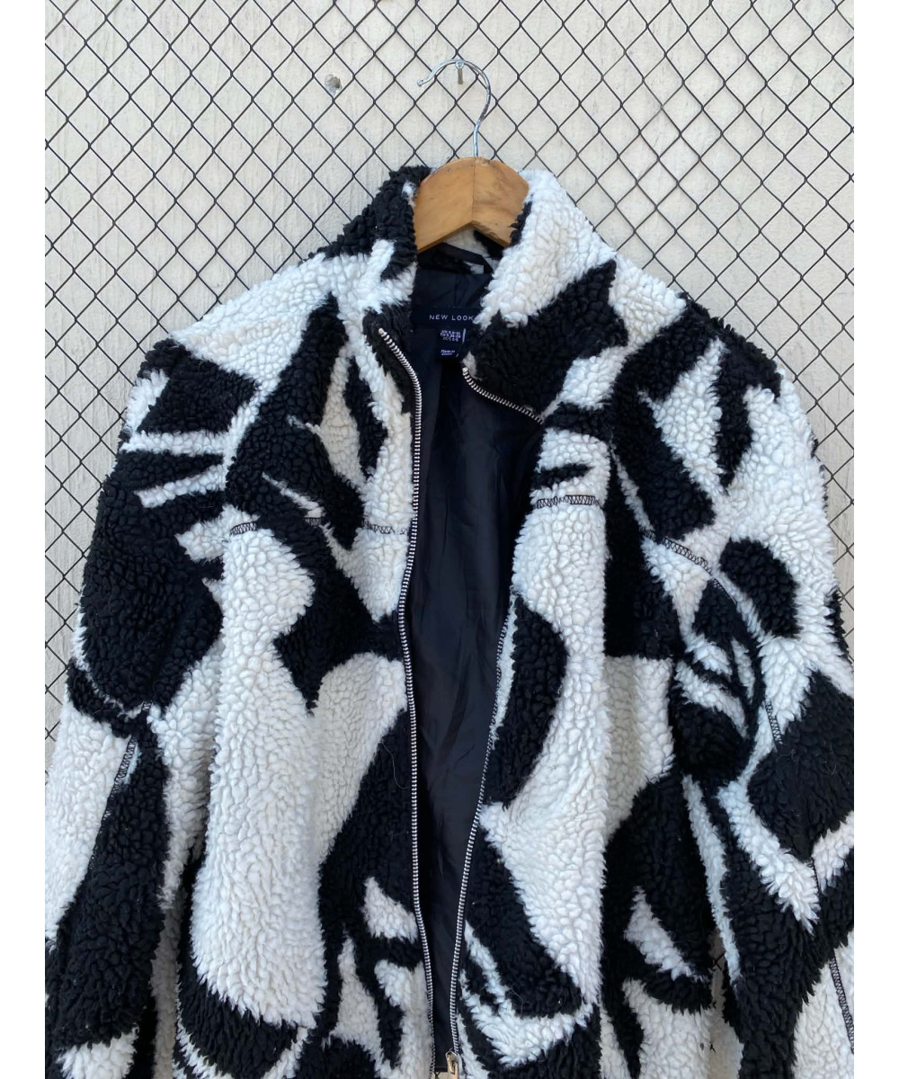 Black & white, patterned, teddy jacket