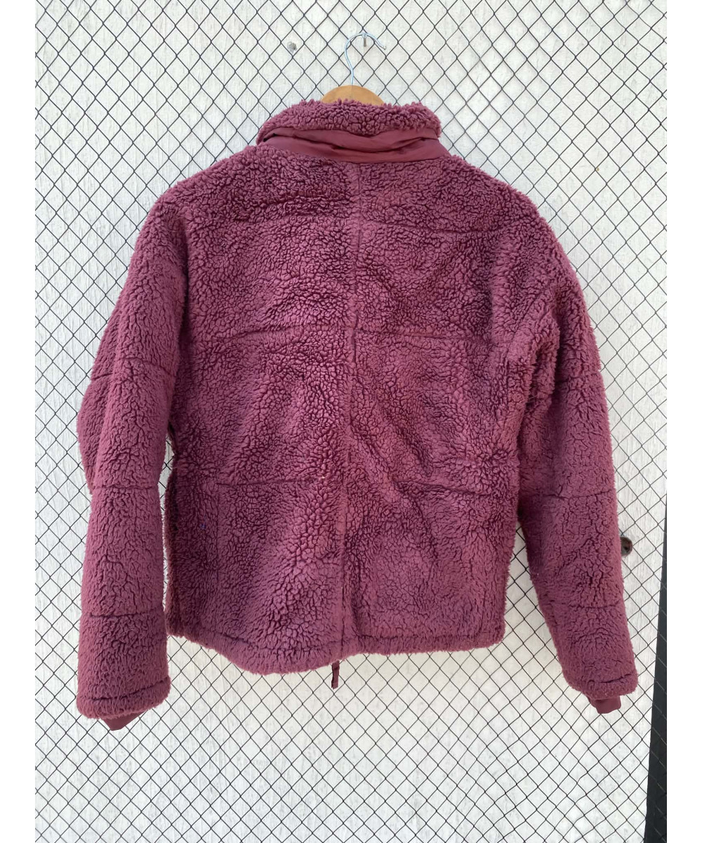 Maroon, teddy, button-up jacket