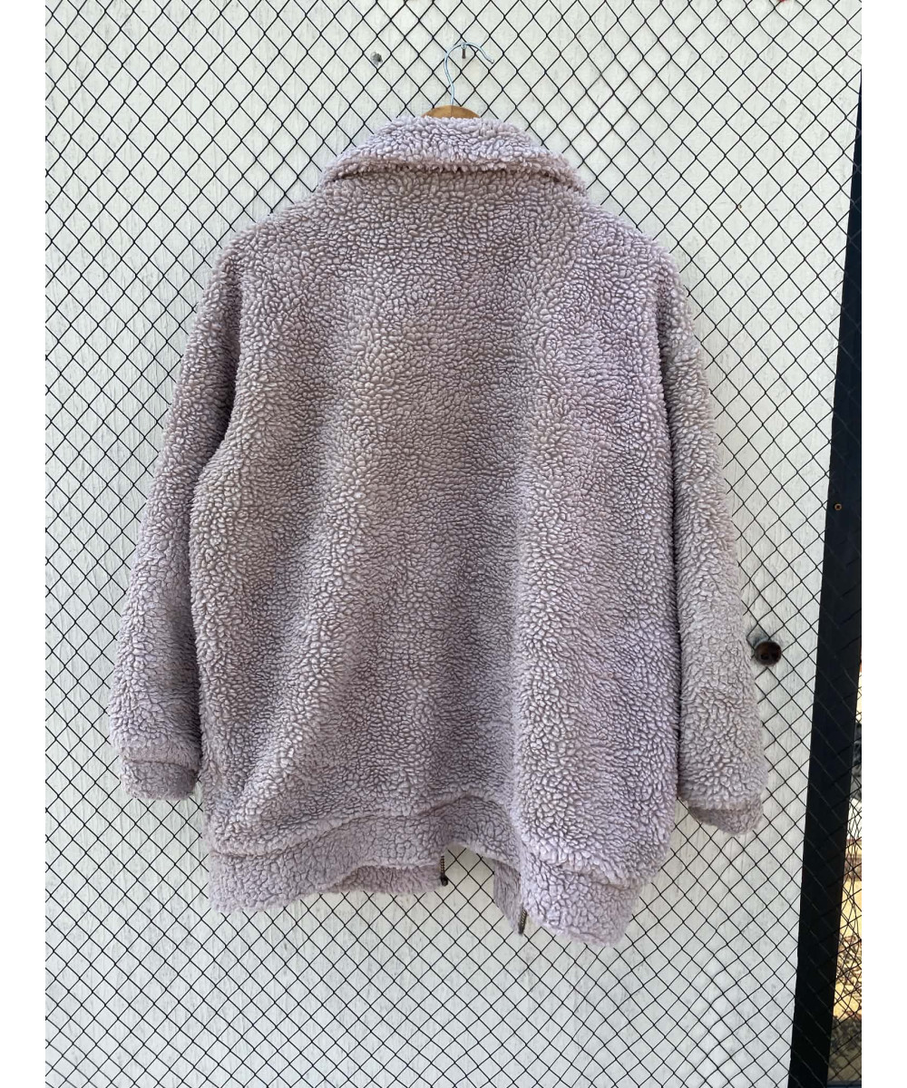 Gray, teddy, zipper jacket