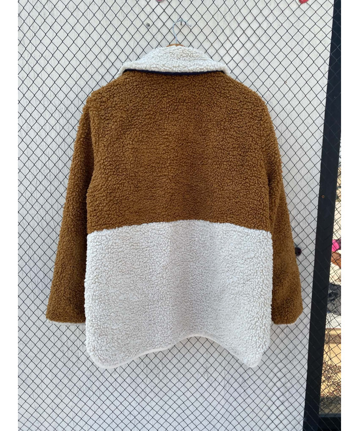 Tri-colored, teddy jacket