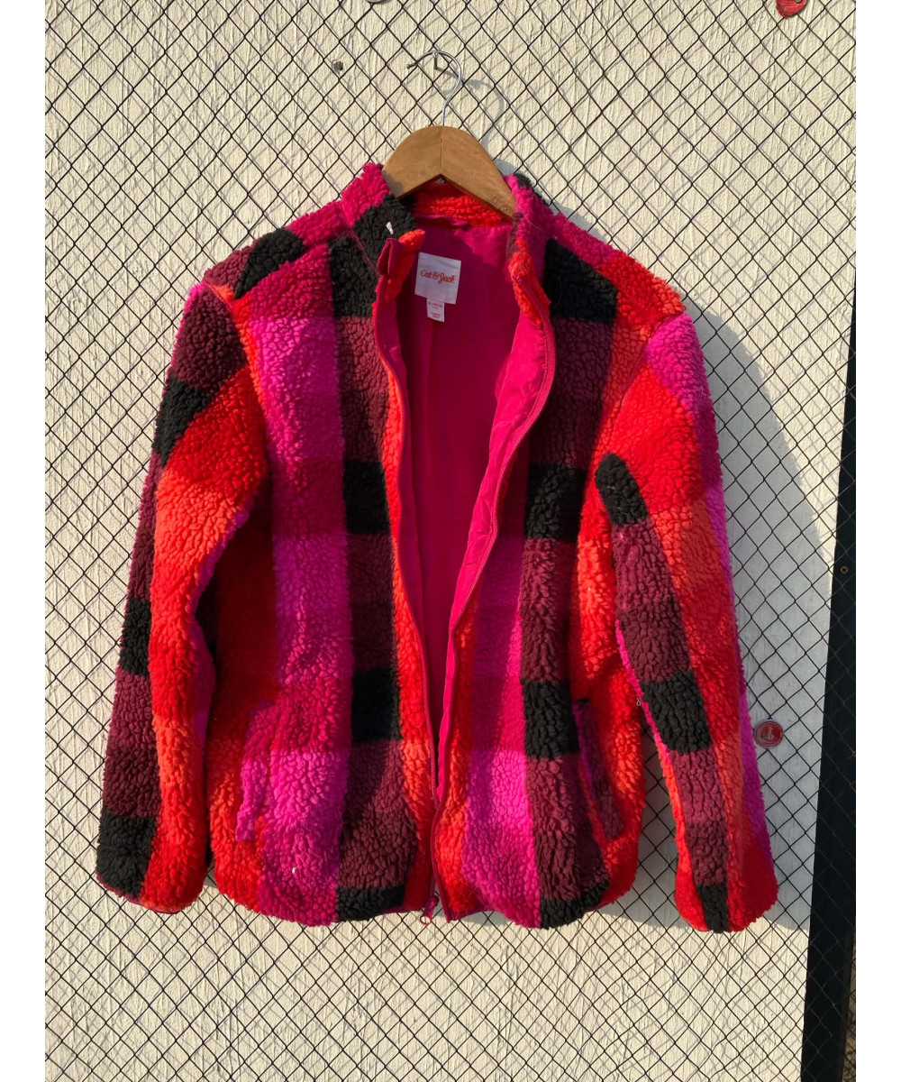 Multi-colored, teddy, zipper jacket
