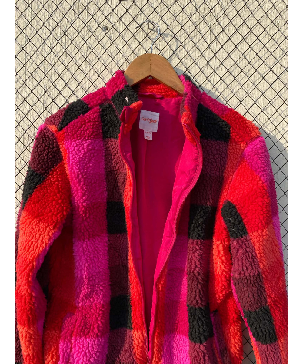 Multi-colored, teddy, zipper jacket