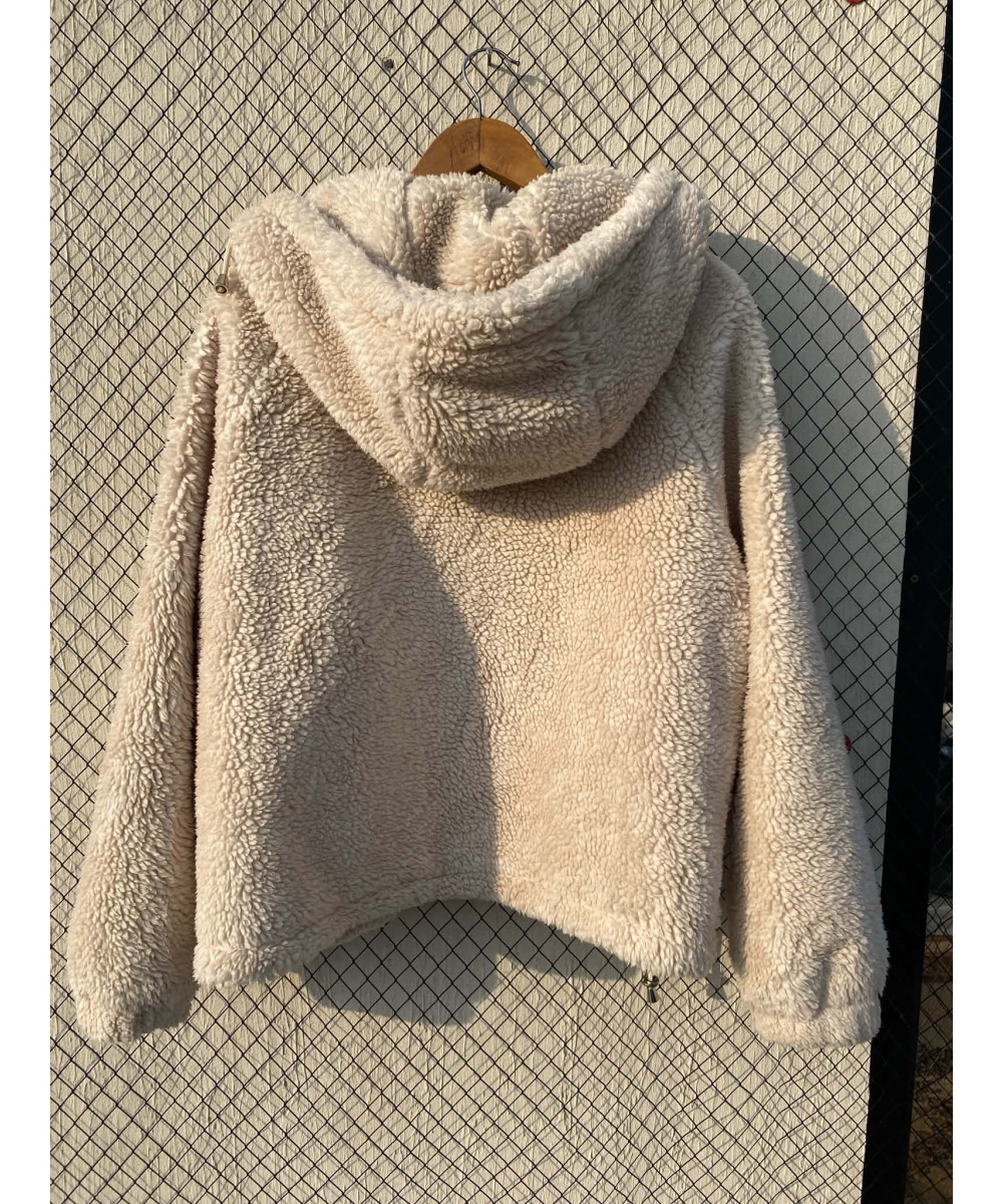 Off-white colored, teddy, hooded jacket