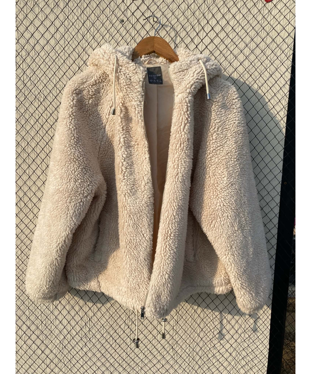 Off-white colored, teddy, hooded jacket