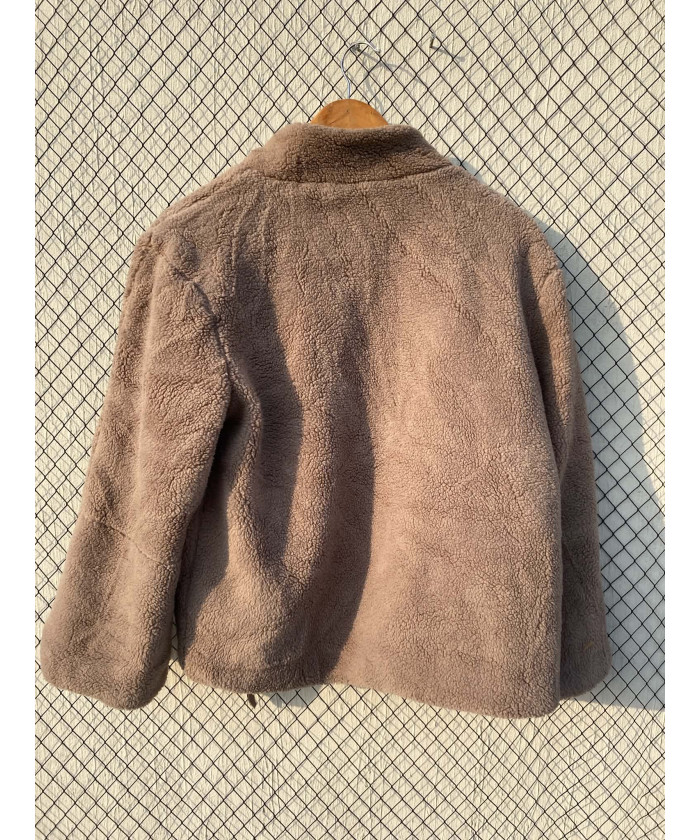 Champagne colored, teddy, zipper jacket