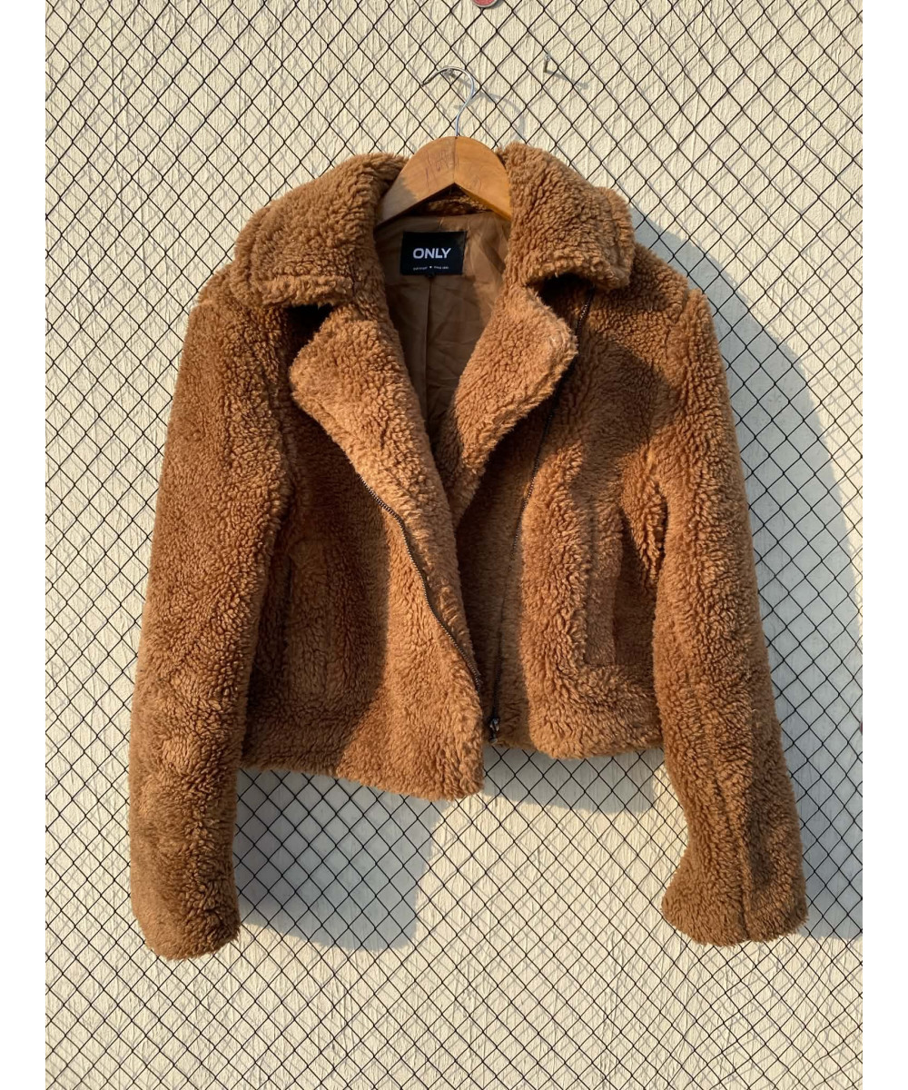 Rust brown, crop, teddy coat