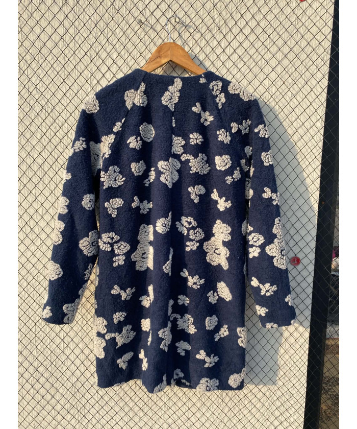 Blue, floral, teddy jacket