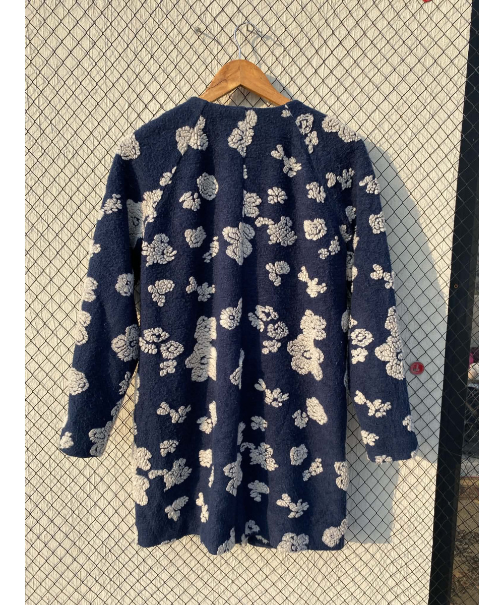 Navy blue, floral, teddy jacket