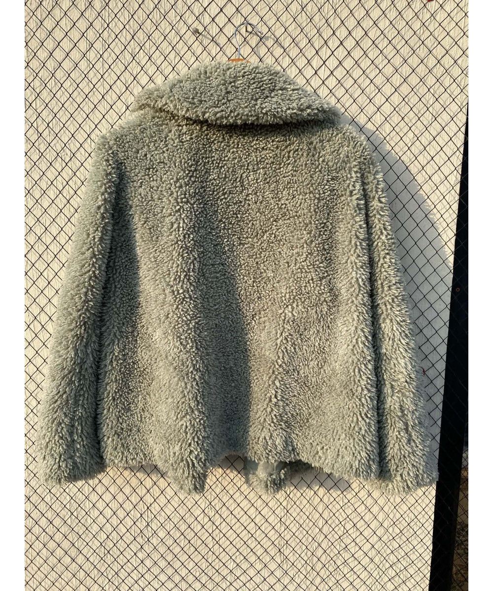 Sage green, fur, zipper jacket