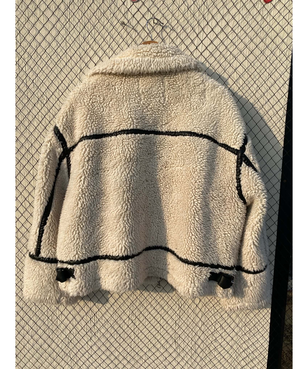 Off white colored, teddy, zipper jacket
