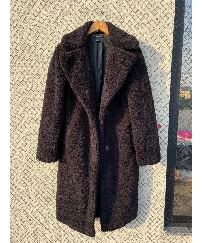 Black, long, teddy coat