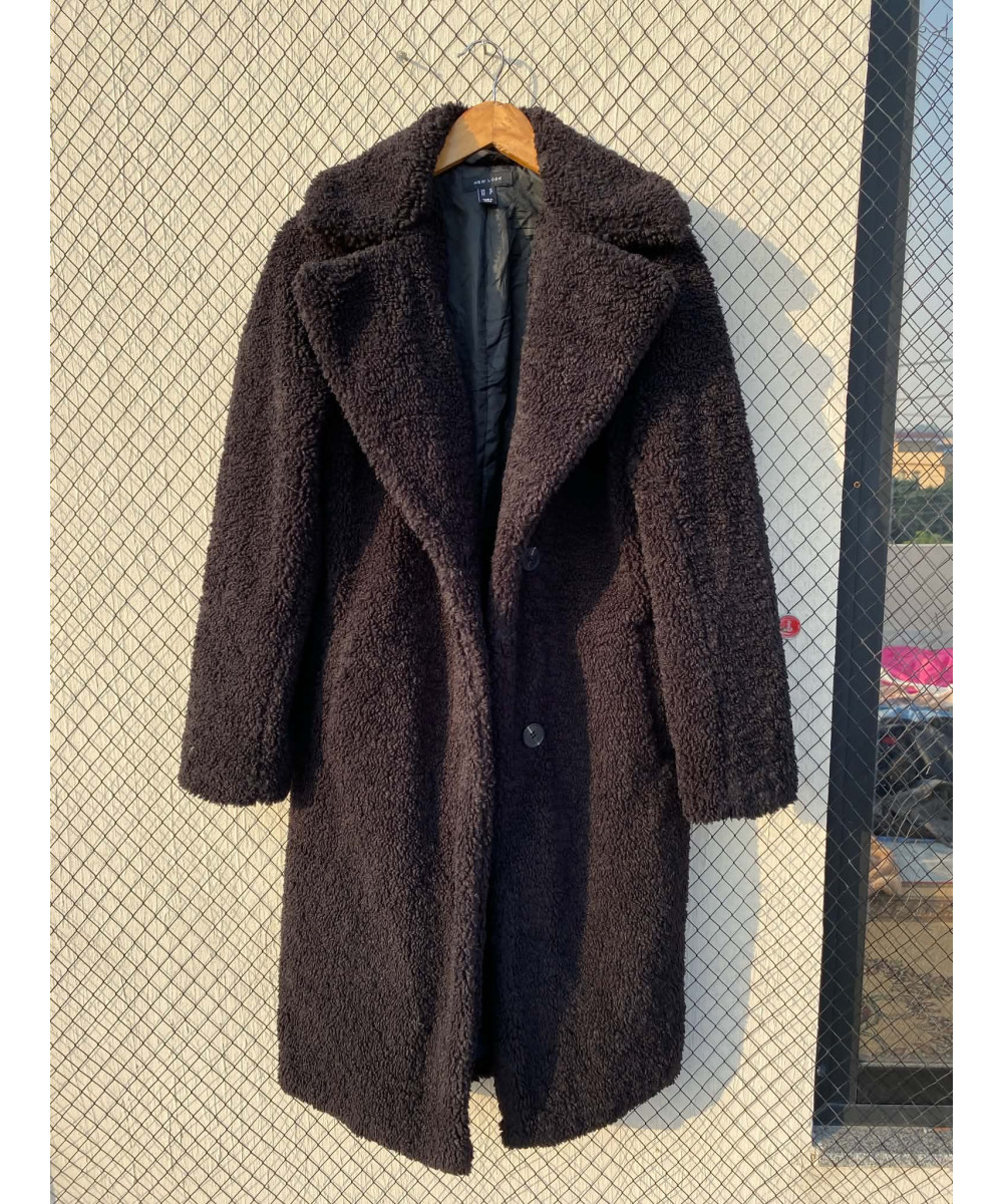 Black, long, teddy coat