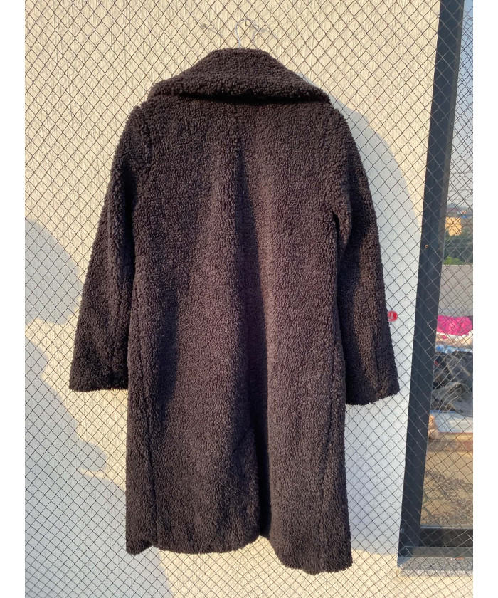 Black, long, teddy coat