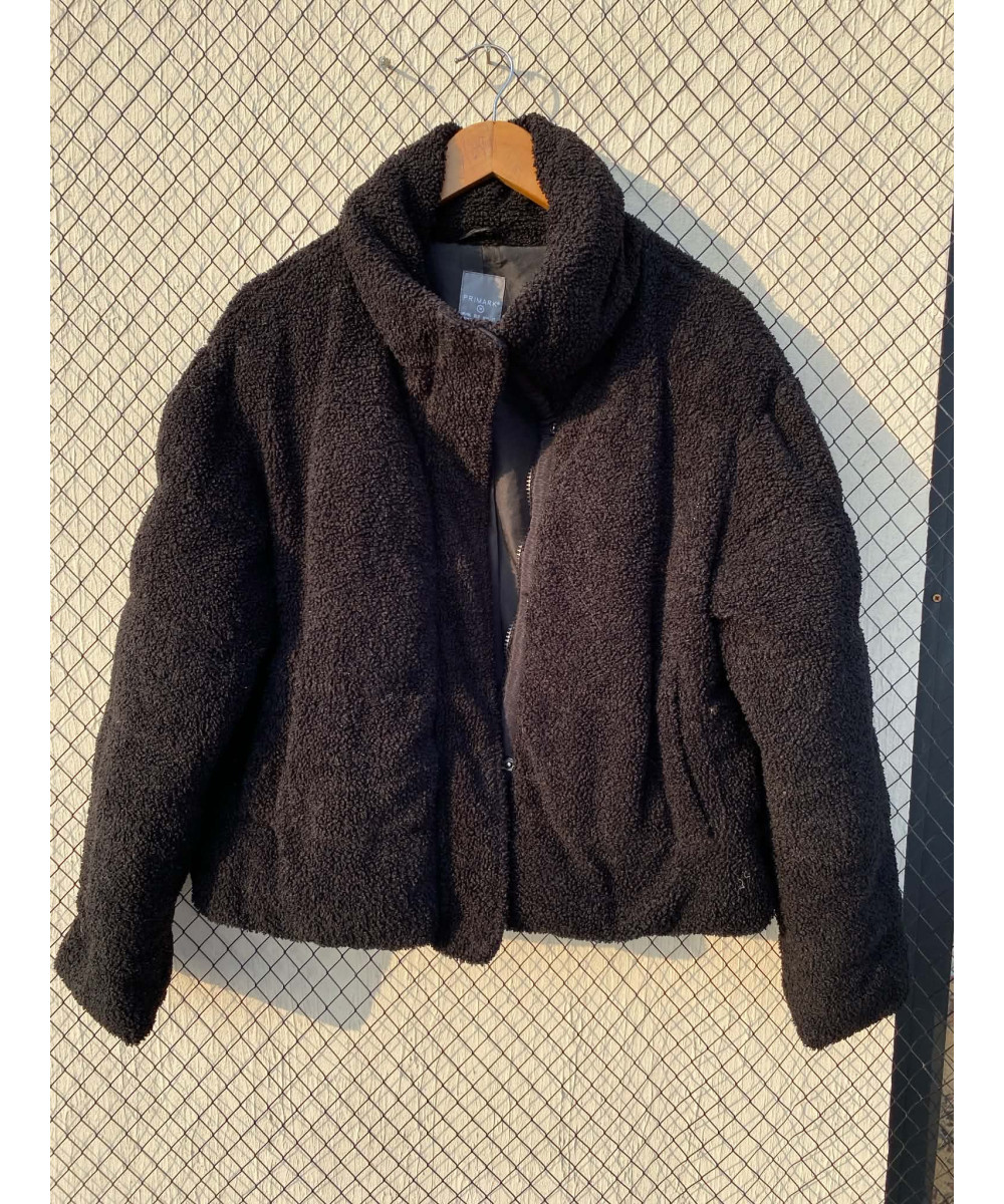 Black, teddy, puffer, zipper jacket