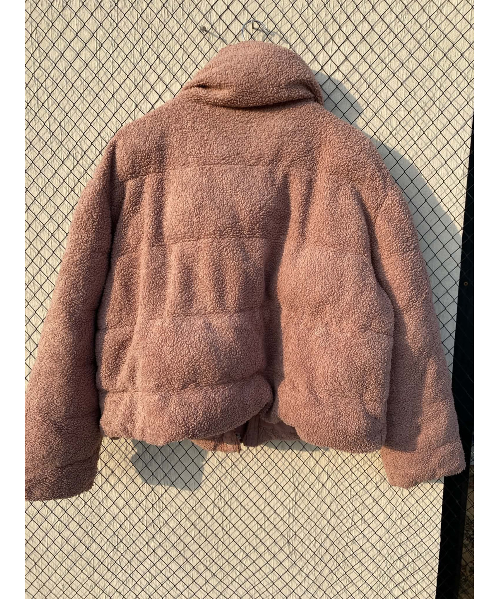 Tea pink colored, teddy, puffer, zipper jacket