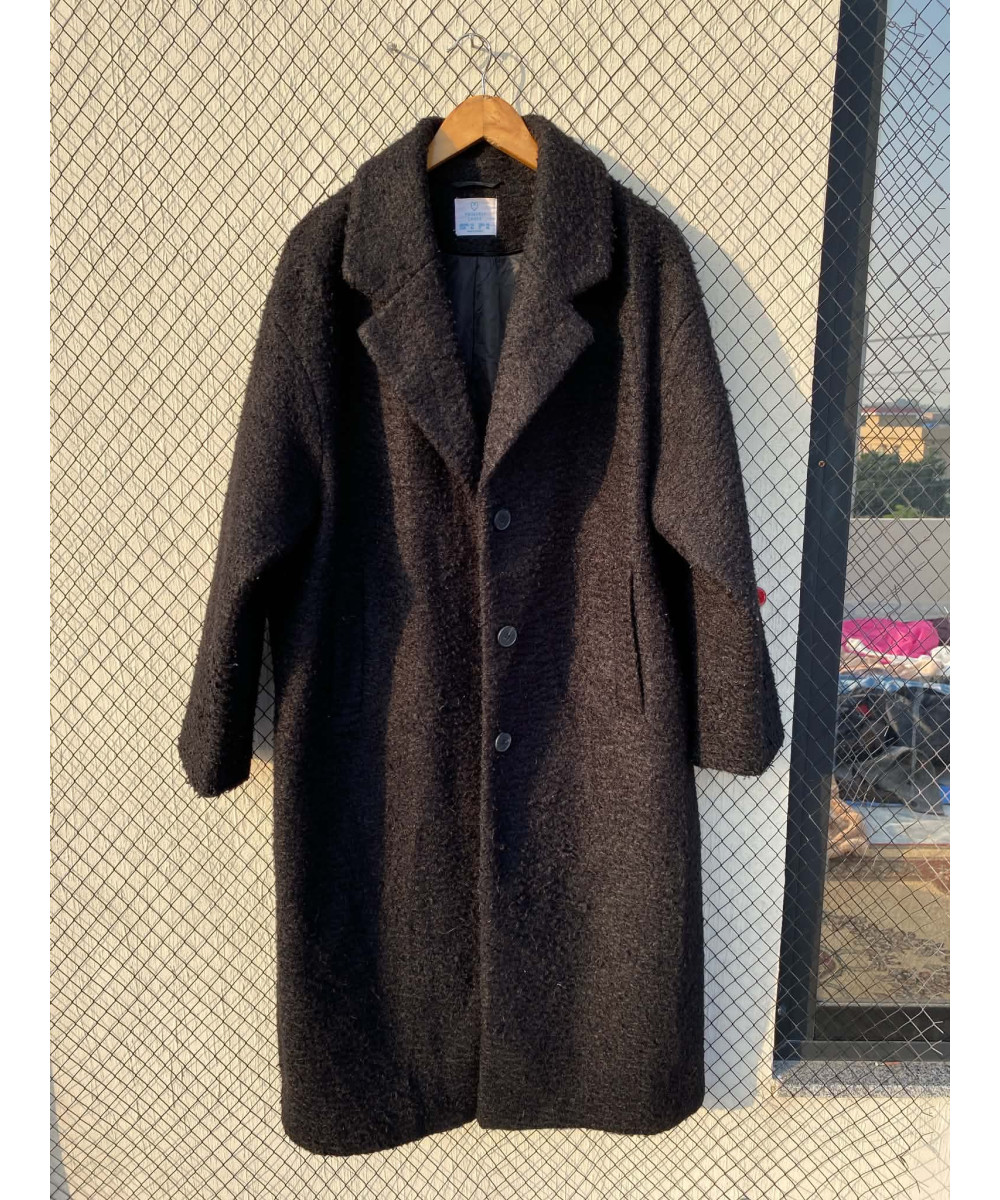 Black, long, wool coat