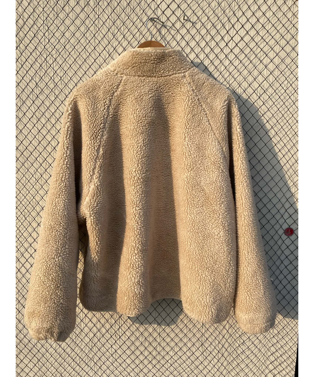 Cream-colored, teddy, oversized jacket