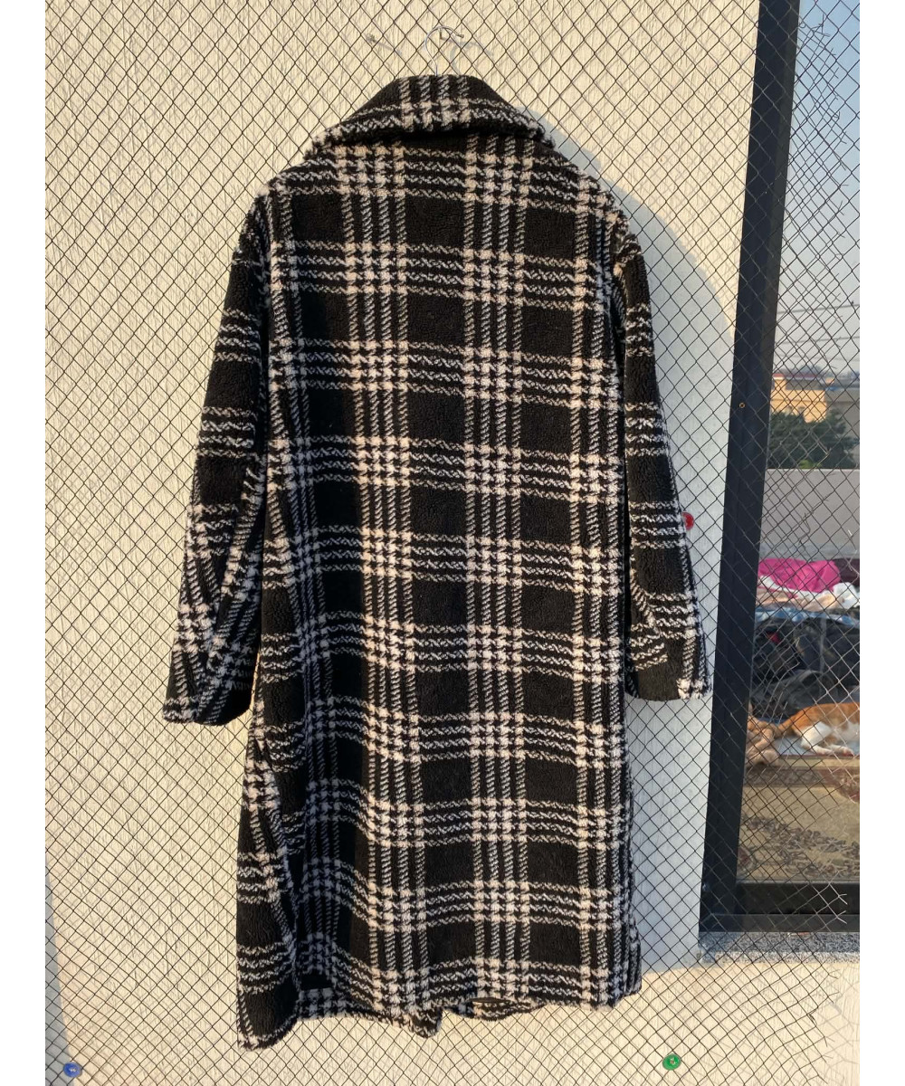 Black, plaid wool coat