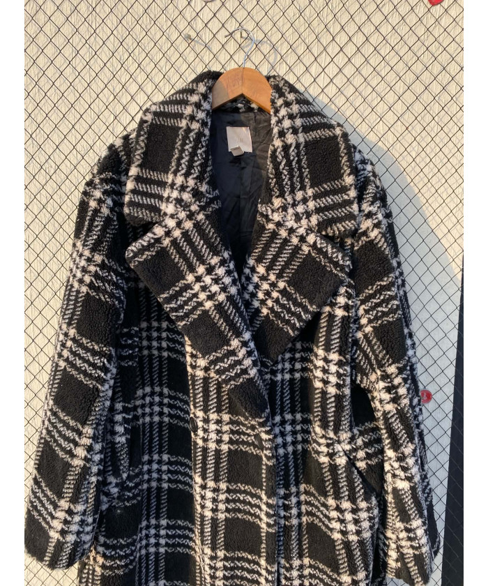Black, plaid wool coat