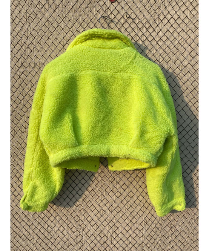 Neon green, crop, teddy jacket