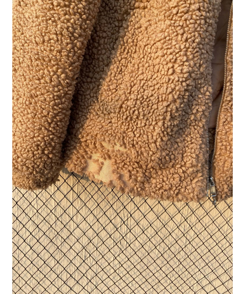 Fawn-colored, teddy, zipper jacket