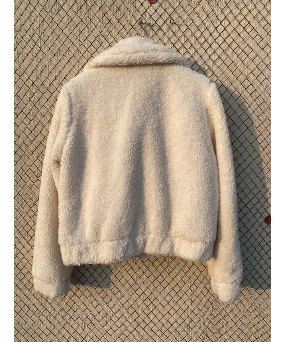 Off-white colored, teddy, zipper jacket