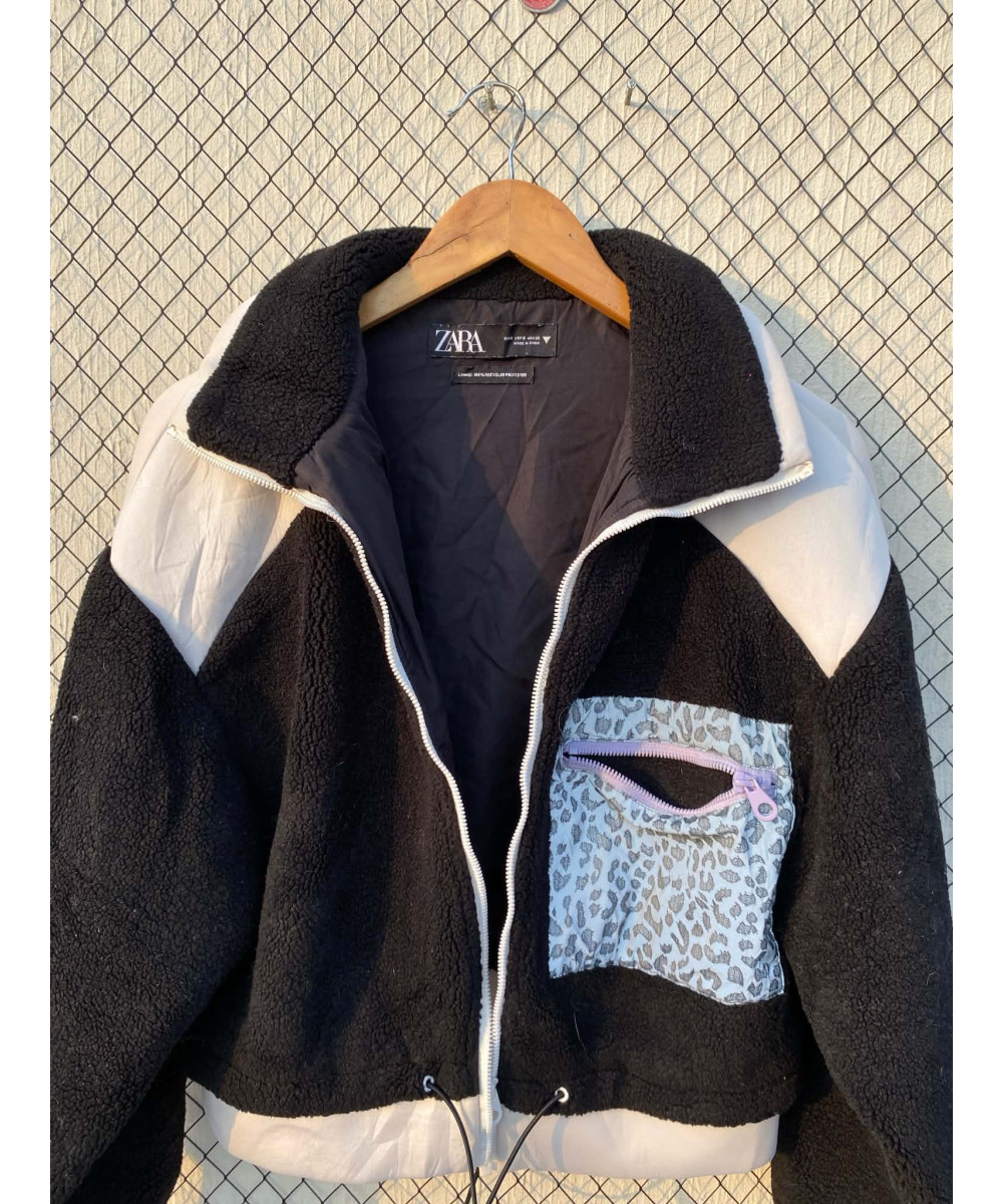 Black & white, teddy, zipper jacket