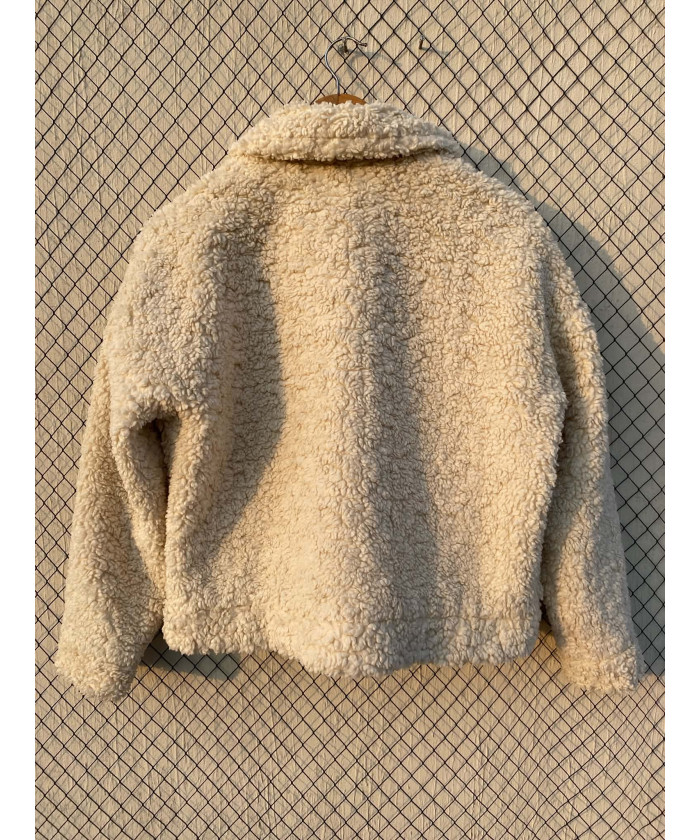 Cream-colored, teddy, zipper jacket
