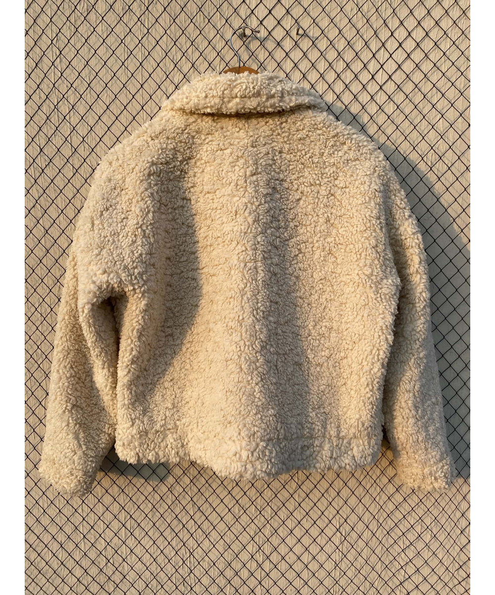 Cream-colored, teddy, zipper jacket