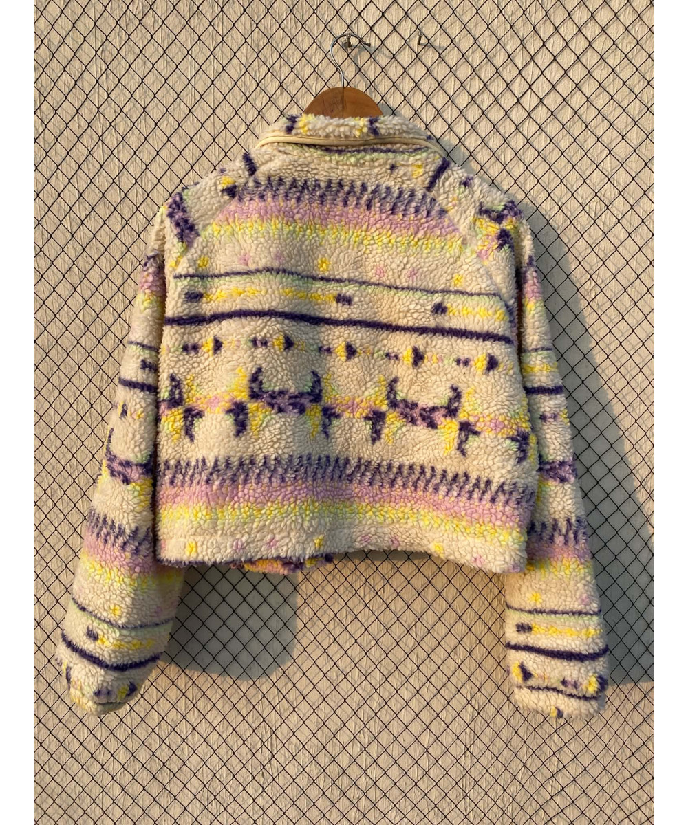 Off-white, patterned, teddy, zipper jacket